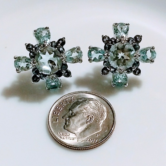 BLUE TOPAZ TANZANITE 14K W GOLD STERLING SILVER - Picture 3 of 5